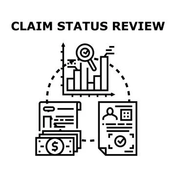Claim status review concept with document and finance Stock Illustration