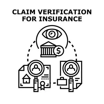 Claim verification process for insurance documents concept Stock Illustration
