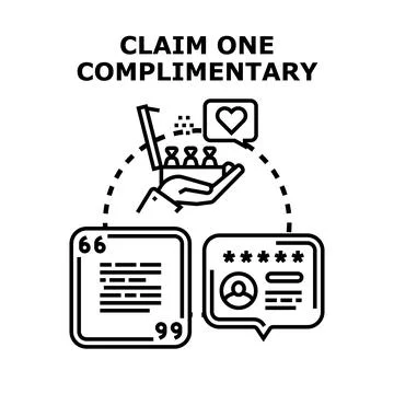 Claiming complimentary offer with customer feedback review Stock Illustration