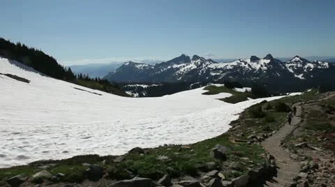 Claiming to the mount rainier Video stock 10874611