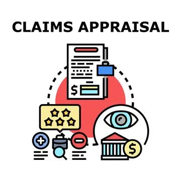 Claims appraisal process evaluating financial documents 库存插图