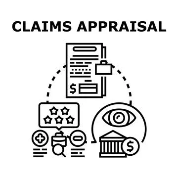 Claims appraisal process evaluating financial documents Stock Illustration