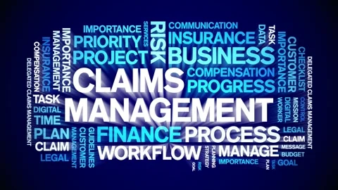 Claims Management animated word cloud,animation tag kinetic typography loop. Video stock 277961609
