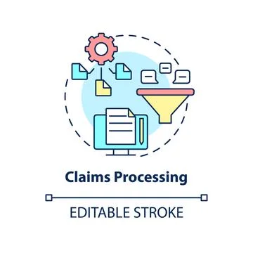 Claims processing concept icon Stock Illustration
