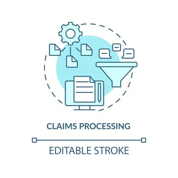 Claims processing turquoise concept icon Stock Illustration