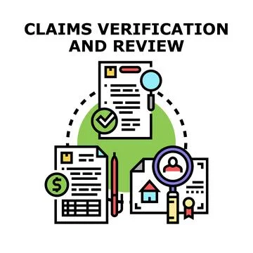 Claims verification and review process management concept Stockillustratie