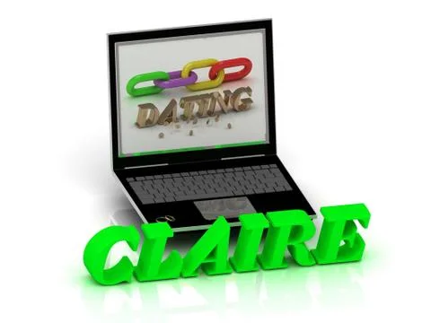 CLAIRE- Name and Family bright letters near Notebook and  inscription Dating Stock Illustration