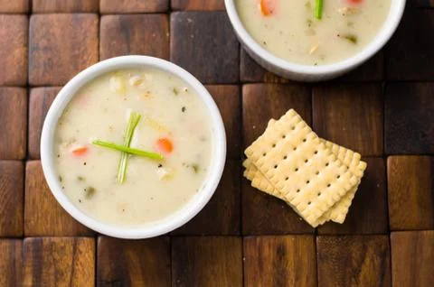 Clam chowder from above. Stock Photos