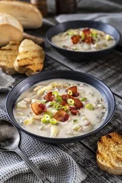 Clam Chowder with Bacon Stock Photos