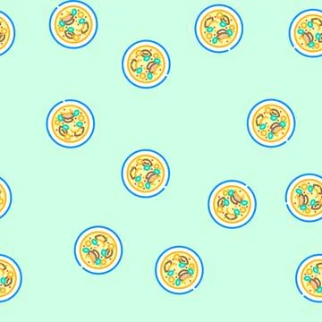 Clam chowder sea cuisine vector seamless pattern Stockillustratie