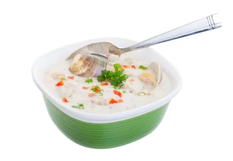 Clam chowder soup Stock Photos