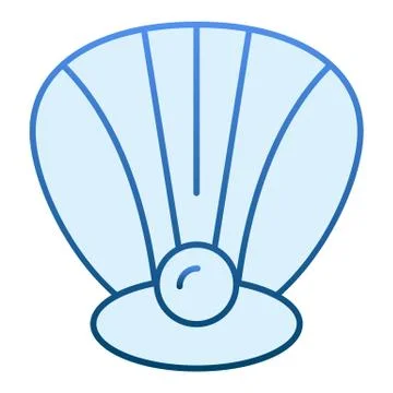 Clam flat icon. Perl in a shell blue icons in trendy flat style. Seashell Stock Illustration