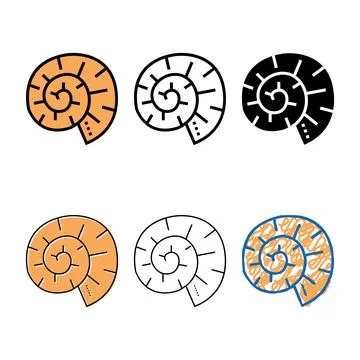 Clam multistyle shell color icon vector Stock Illustration