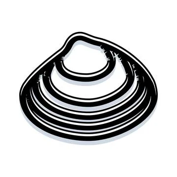 Clam shell outline in simple line art style Illustrazione stock