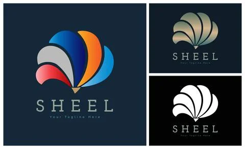 Clam shell pearl colour set modern logo template design Stock Illustration