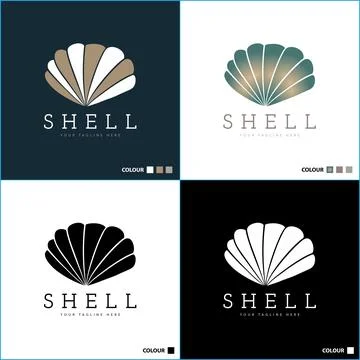 Clam shell pearl colour set modern logo template design Stock Illustration
