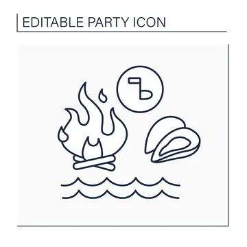 Clambake line icon Stock Illustration