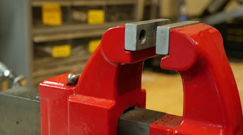 Clamp Closed on the Workshop Table Stock Footage 37904350
