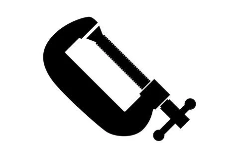 Clamp compression tool vector icon. Black vector icon isolated on white backg Stock Illustration