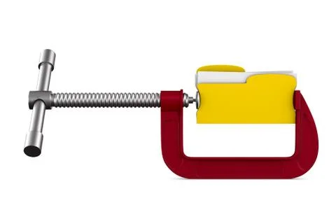 Clamp with folder on white background. Isolated 3D illustration Stock Illustration