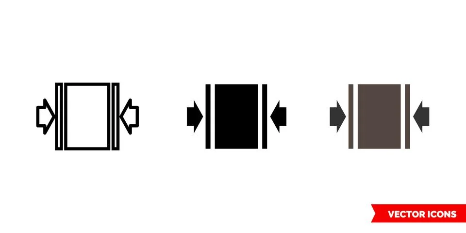 Clamp here icon of 3 types color, black and white, outline. Isolated vector s Stock Illustration