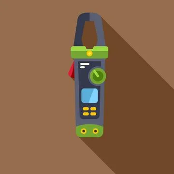 Clamp meter icon measuring electrical current flat design Stock Illustration