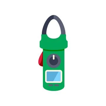Clamp meter measuring current and voltage cartoon illustration Stockillustratie