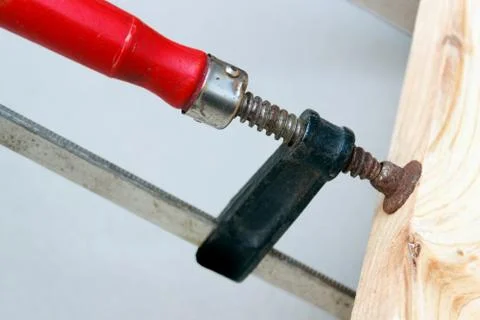 Clamp with red handle Stock Photos