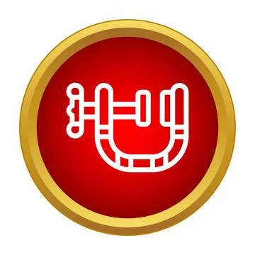Clamp tool linear icon in red circle button Stock Illustration