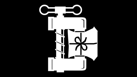 Clamp tool shape icon sign animated white color in black background Stock Footage 264643955