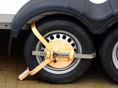 Clamp On A Trailer Wheel Stock Photos