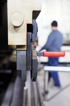 Clamp for the upper segments of the hydraulic bending machine Stock Photos