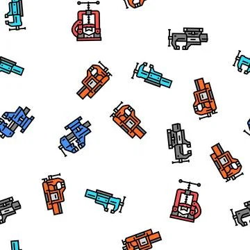 Clamp vice grip tool metal vector seamless pattern Stock Illustration