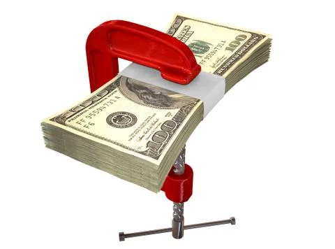 Clamped american dollar notes Illustrazione stock