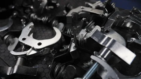 Clamps and fasteners for stage lighting equipment Stock Footage 307723053
