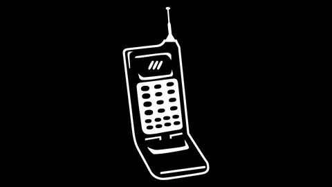 Clamshell design phone shape icon animated white color in black background Stock Footage 264643964