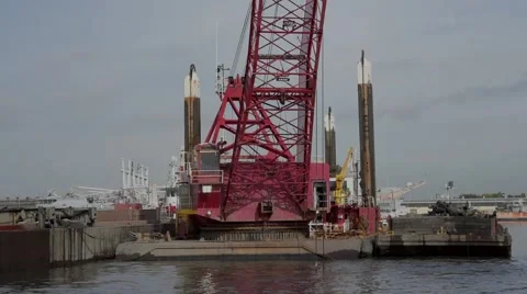 Clamshell Dredge Working Stock Footage 68543528