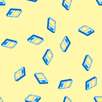 Clamshell package plastic package isometric icon seamless pattern Stock Illustration