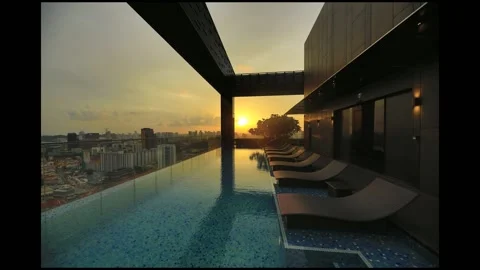 The Clan Hotel Rooftop Pool Stock Footage 191381767