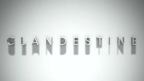 Clandestine 3D title animation with shadows on a white background Stock Footage 297457374