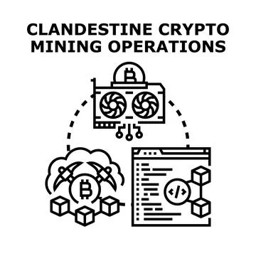 Clandestine crypto mining operations digital concept 스톡 일러스트