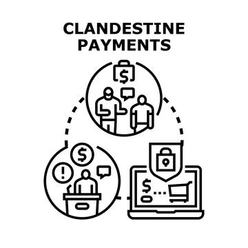 Clandestine payments scheme detecting illegal transactions Stock Illustration
