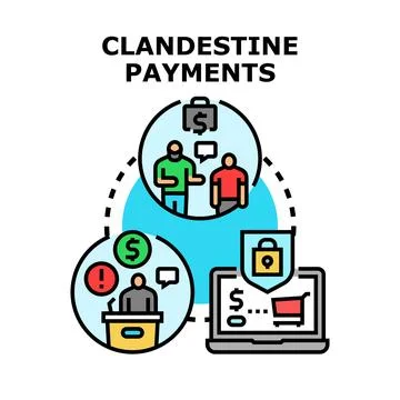 Clandestine payments scheme detecting illegal transactions Stock Illustration