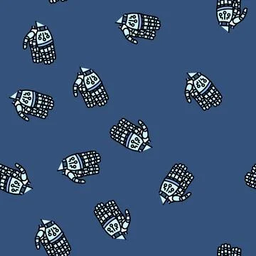 Clap applause robot hand gesture vector seamless pattern Stock Illustration