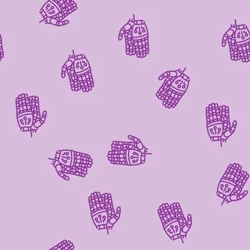 Clap applause robot hand gesture line seamless pattern Illustrazione stock
