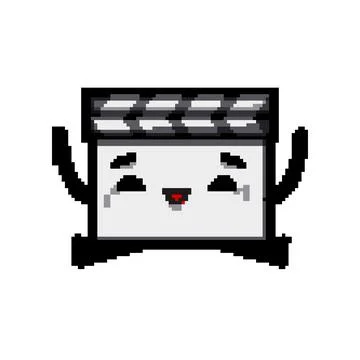 Clap clapper board character pixel art vector illustration Stock Illustration