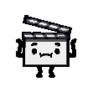 Clap clapper board character pixel art vector illustration Stock Illustration