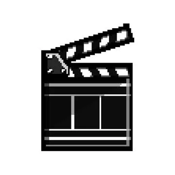 Clap clapperboard pixel art vector illustration Stock Illustration
