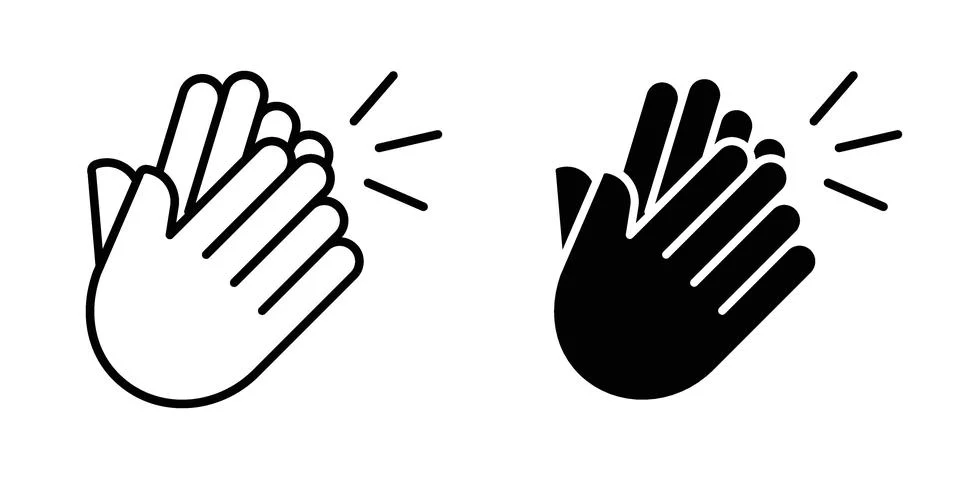 Clap hands icon vector concepts, line and silhouette style Stock Illustration