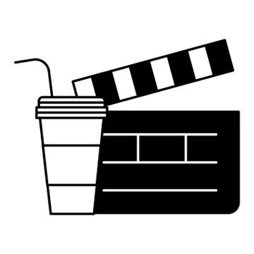 Clapboard and soda cup cinema movie Illustrazione stock